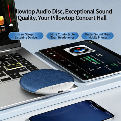 2026 Ultra-Slim Bluetooth Pillow Speaker - Bone Conduction Sound System, Silent Sleep Aid, Portable Rechargeable Music Player, Wireless Compatibility with Android/iOS - Ideal Gift for Valentine's Day, Back-to-School, Travel, and Mother's Day.