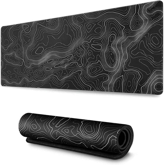 Extended XXXL Gaming Mouse Pad (35" x 17") with Non-Slip Rubber Base - Topographic Map Design for Office and Gaming Use