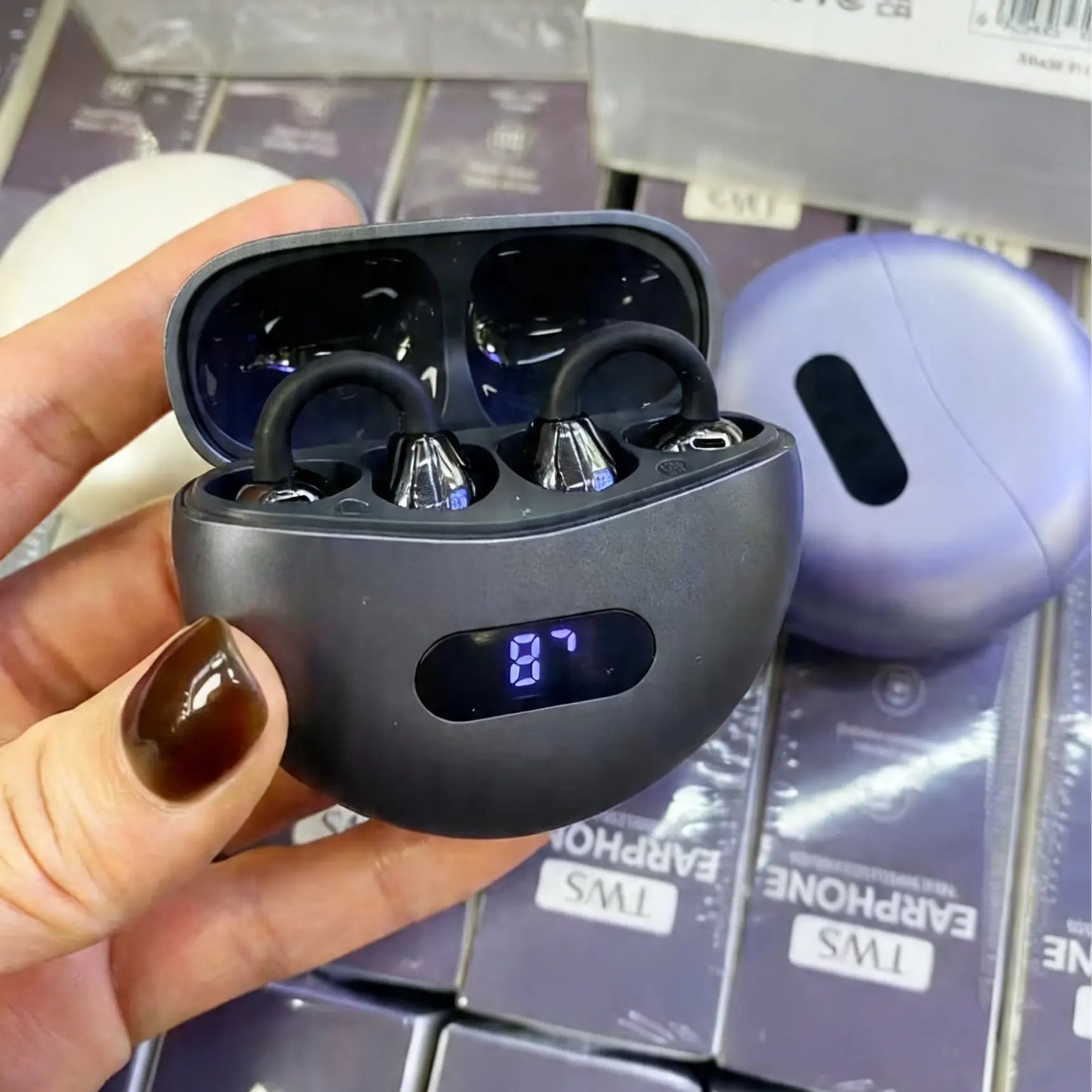MZYJBL Open-Ear Bluetooth Earbuds with IPX5 Waterproof Rating, Noise Cancellation, 35mm Voice Coil, Extended Battery Life, Wireless Charging, and Sweat-Proof Design for Sports and Fitness