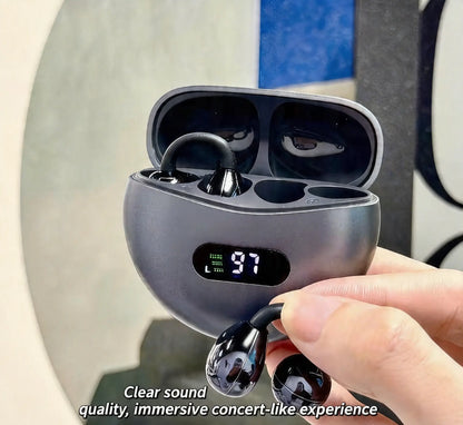 MZYJBL Open-Ear Bluetooth Earbuds with IPX5 Waterproof Rating, Noise Cancellation, 35mm Voice Coil, Extended Battery Life, Wireless Charging, and Sweat-Proof Design for Sports and Fitness