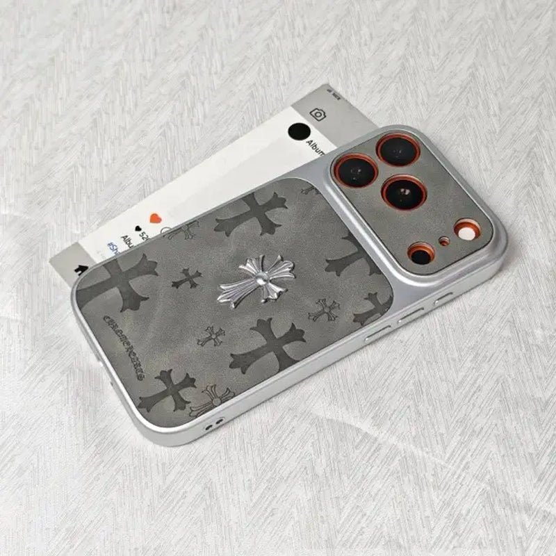 Premium Leather Cross-Pattern Phone Case for iPhone 17/16/15/14/13/Pro/Max | 3D Vintage Design | Shockproof Protective Cover | Durable Leather Material | Stylish Unisex Accessory | Ideal Gift Option