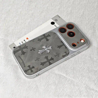 Premium Leather Cross-Pattern Phone Case for iPhone 17/16/15/14/13/Pro/Max | 3D Vintage Design | Shockproof Protective Cover | Durable Leather Material | Stylish Unisex Accessory | Ideal Gift Option