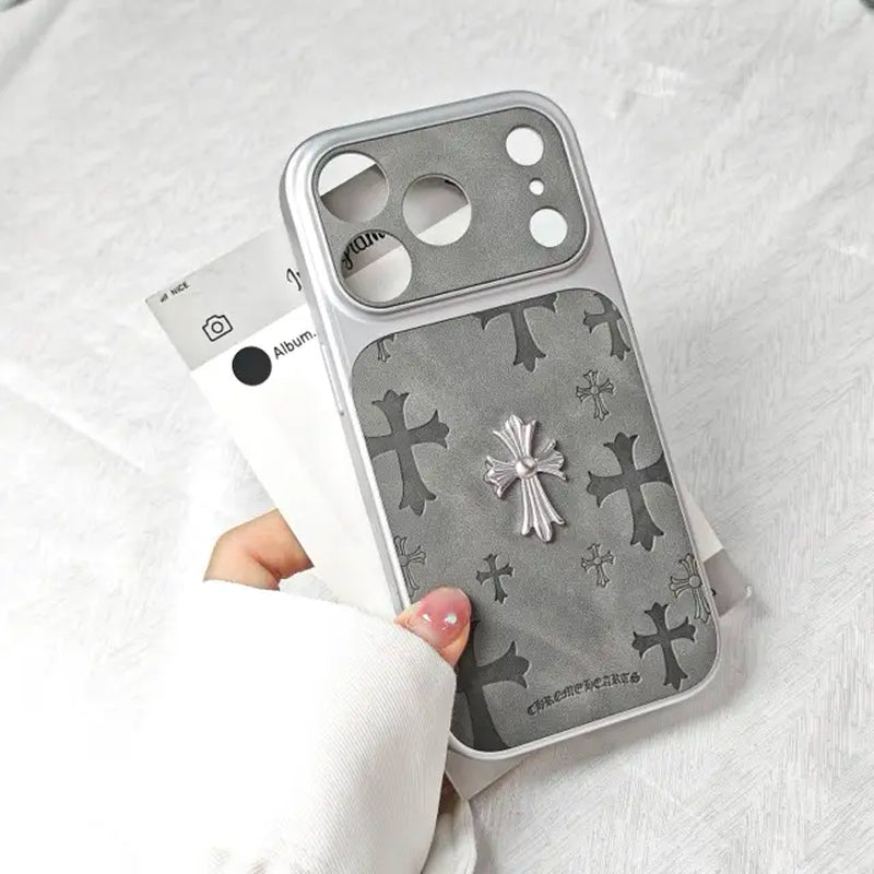 Premium Leather Cross-Pattern Phone Case for iPhone 17/16/15/14/13/Pro/Max | 3D Vintage Design | Shockproof Protective Cover | Durable Leather Material | Stylish Unisex Accessory | Ideal Gift Option