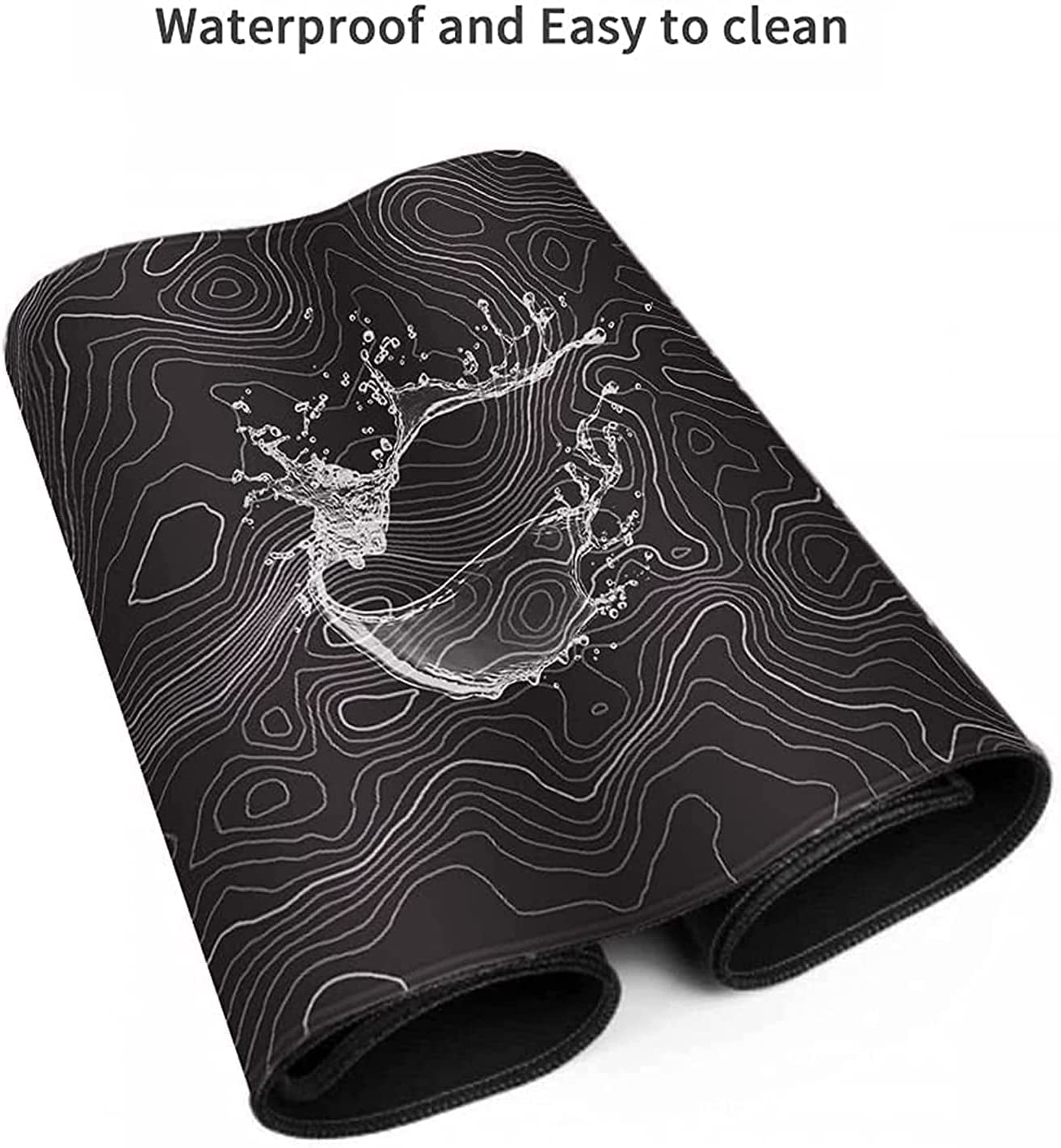 Extended XXXL Gaming Mouse Pad (35" x 17") with Non-Slip Rubber Base - Topographic Map Design for Office and Gaming Use