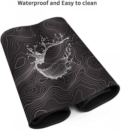 Extended XXXL Gaming Mouse Pad (35" x 17") with Non-Slip Rubber Base - Topographic Map Design for Office and Gaming Use