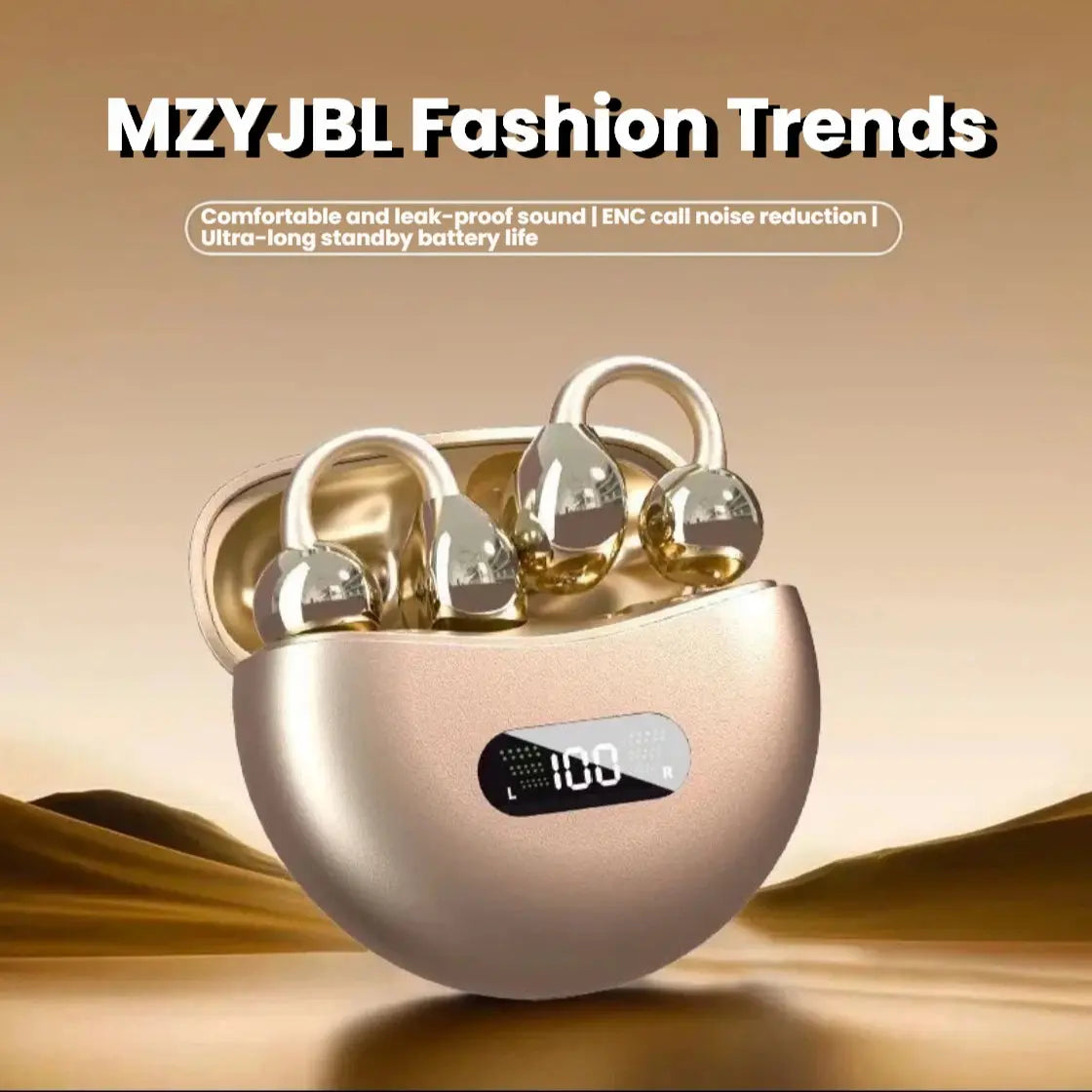MZYJBL Open-Ear Bluetooth Earbuds with IPX5 Waterproof Rating, Noise Cancellation, 35mm Voice Coil, Extended Battery Life, Wireless Charging, and Sweat-Proof Design for Sports and Fitness