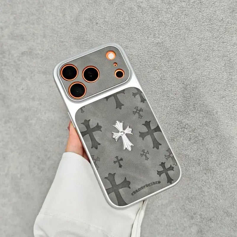 Premium Leather Cross-Pattern Phone Case for iPhone 17/16/15/14/13/Pro/Max | 3D Vintage Design | Shockproof Protective Cover | Durable Leather Material | Stylish Unisex Accessory | Ideal Gift Option