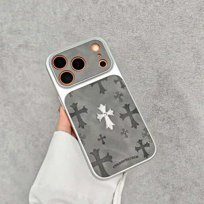 Premium Leather Cross-Pattern Phone Case for iPhone 17/16/15/14/13/Pro/Max | 3D Vintage Design | Shockproof Protective Cover | Durable Leather Material | Stylish Unisex Accessory | Ideal Gift Option